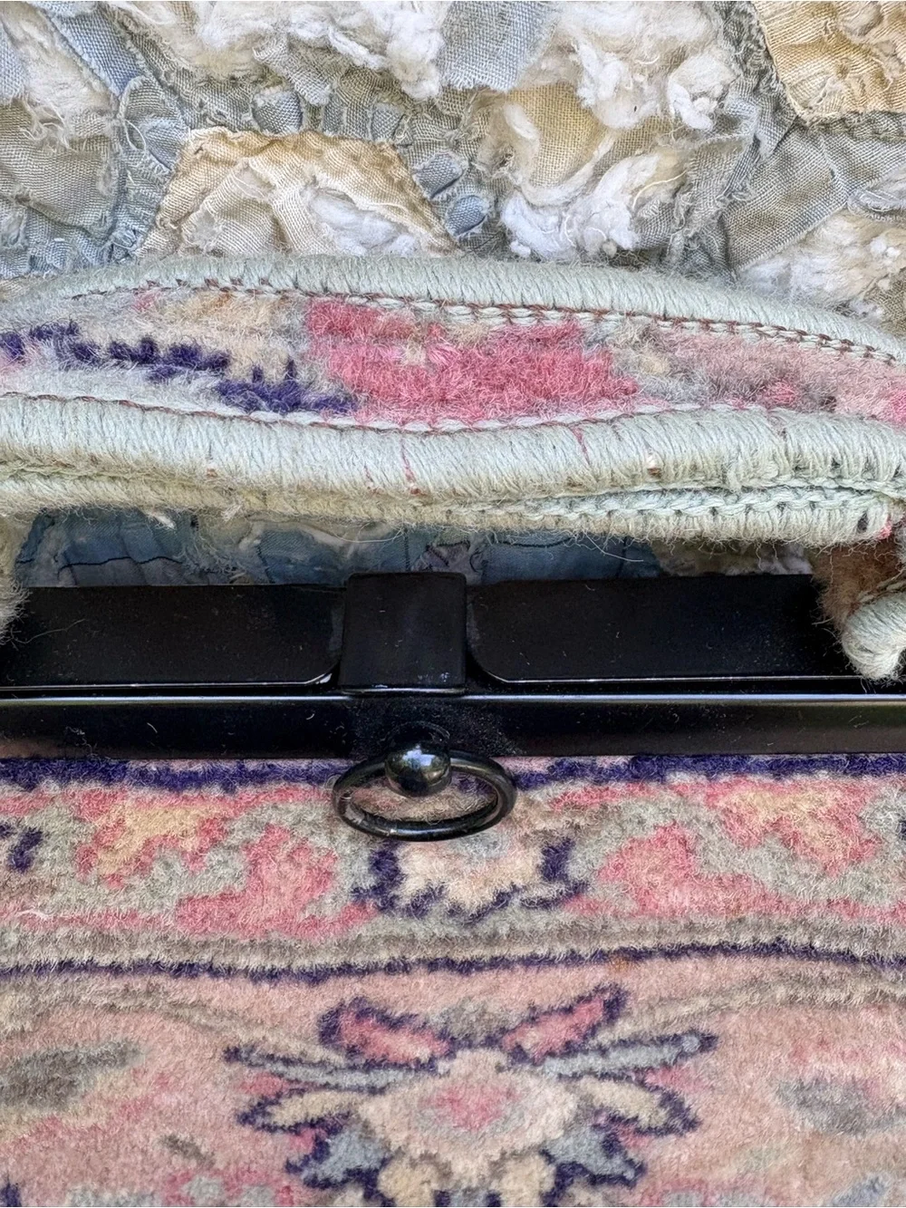 Vintage Pink Floral Tapestry Shoulder Bag XL made in England READ